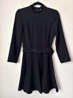Zara Chic Long Sleeve Belted A-Line Mini Dress
